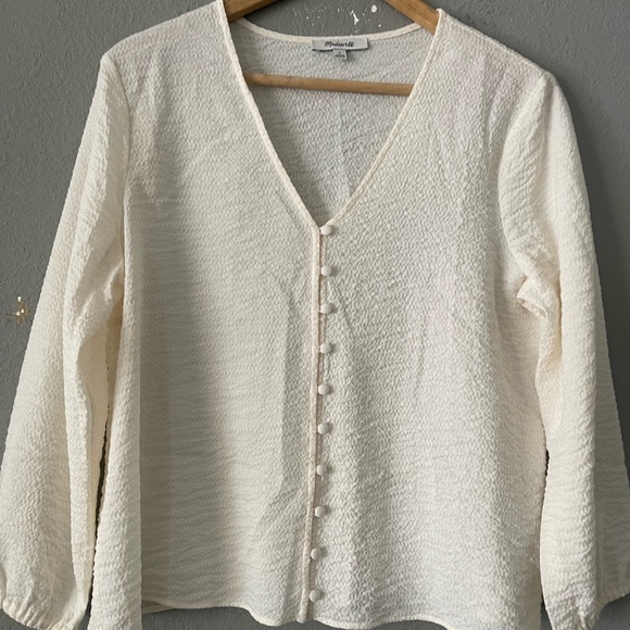 Madewell Cream V-Neck Blouse - Picture 6 of 10